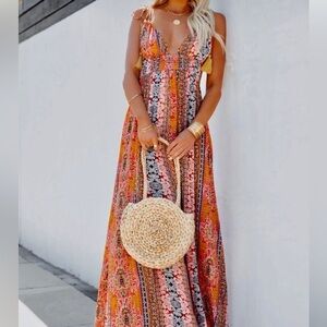 Karina Bohemian Backless Tassel Maxi Dress